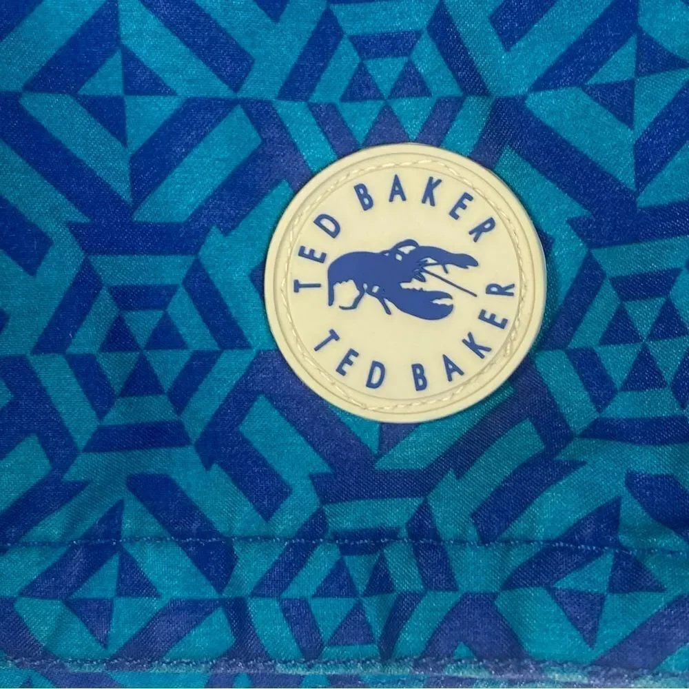 Ted Baker London Blue Geo Design Swim Trunks Size 7